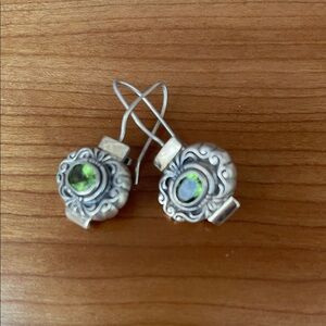 Ross-Simons Silver Earrings with green peridot center